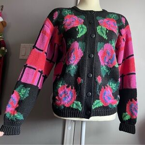 Vintage 90's Ramie Cotton Gallagher Chunky Knit Button Up Cardigan Sweater